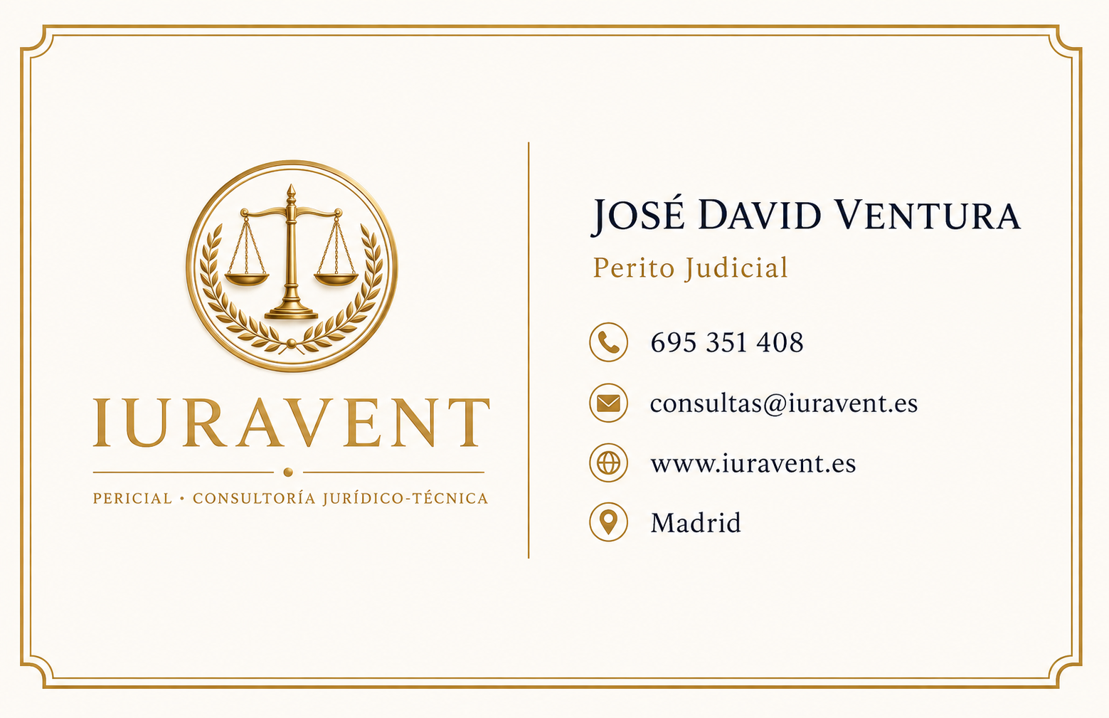 Tarjeta de presentación de José David Ventura, IURAVENT